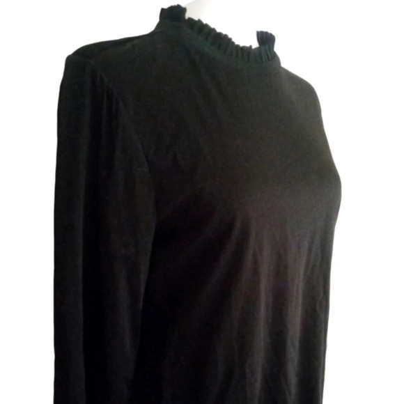 Scotch & Soda Black Ruffle High Neck Blouse Keyhole Back Size Medium - Picture 5 of 11